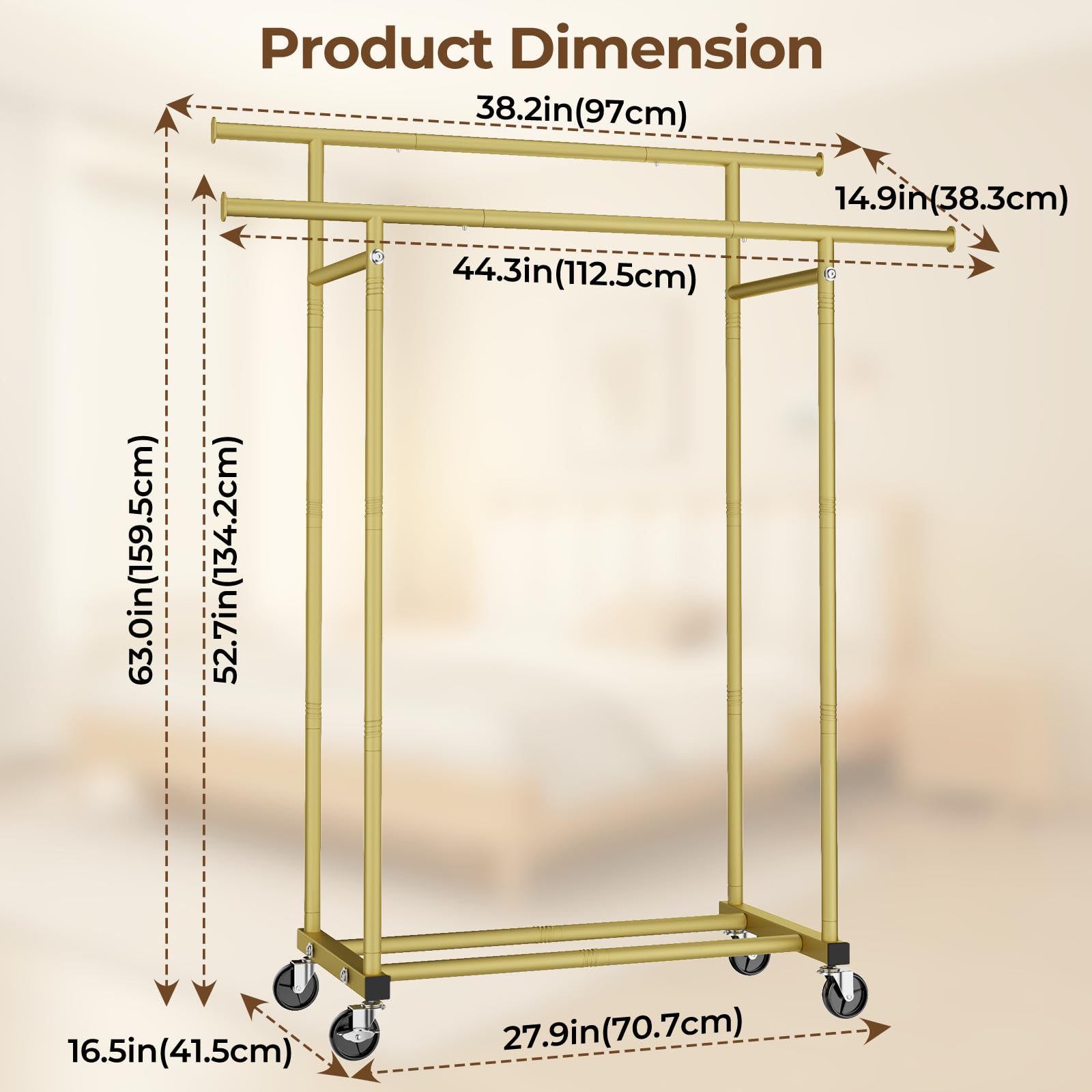 HYSEYY gold finish adds a premium look to any room.
