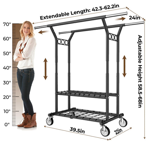 HYSEYY rack with locking casters for secure placement.