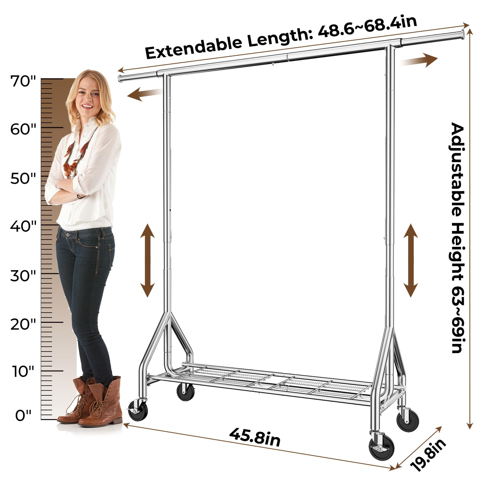 HYSEYY heavy-duty rack positioned in a closet demonstrates space efficiency.