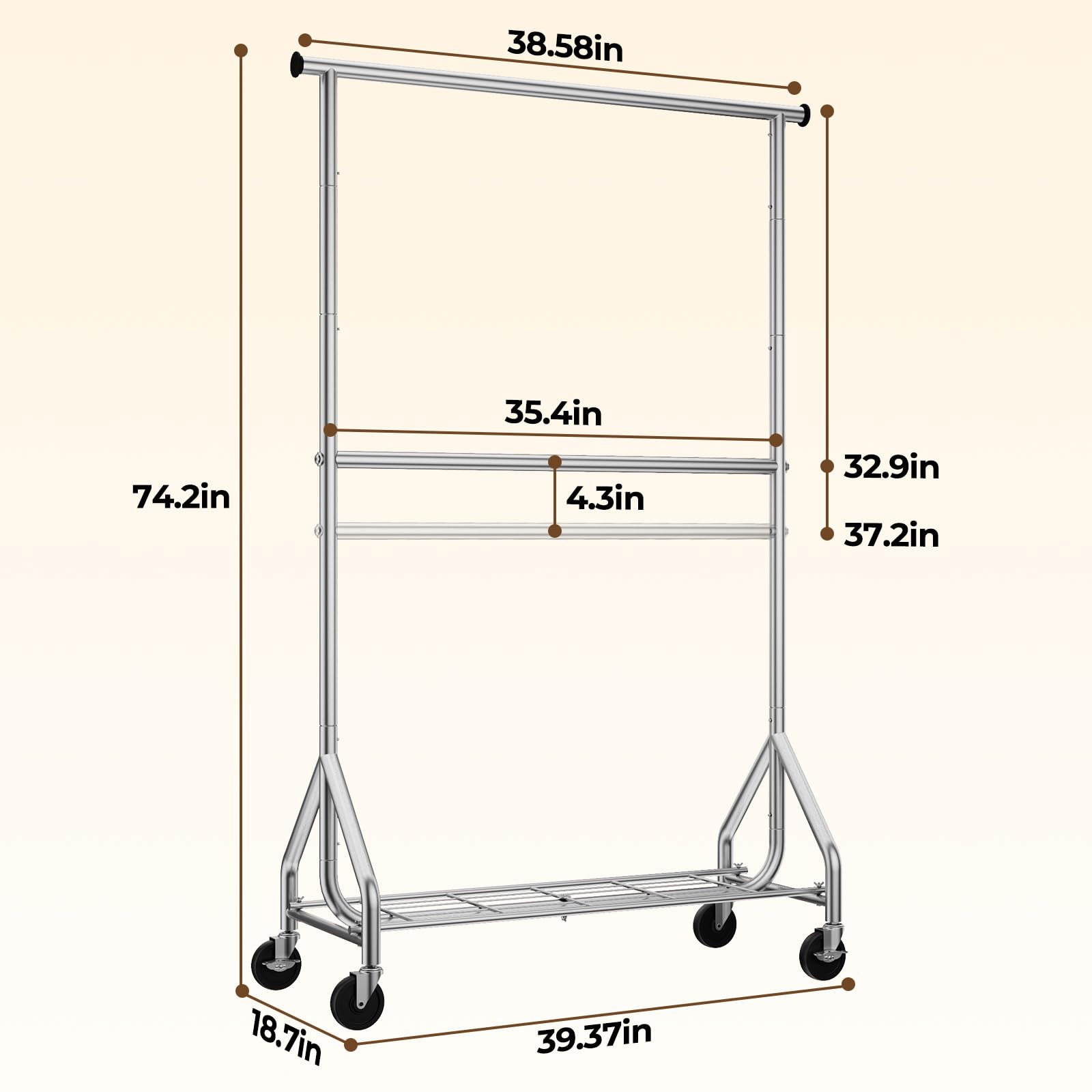 HYSEYY rolling wheels enable easy repositioning around a room.
