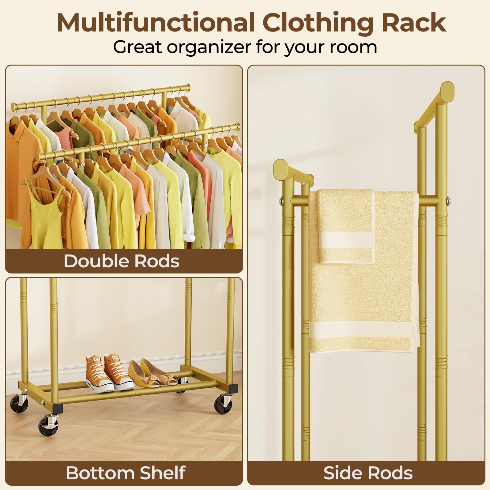 HYSEYY lockable casters let you fix the rack in place.