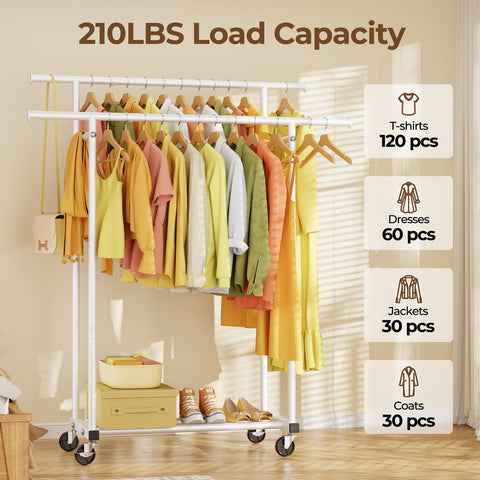 HYSEYY rolling rack with side extension rods stores bags and accessories within reach.
