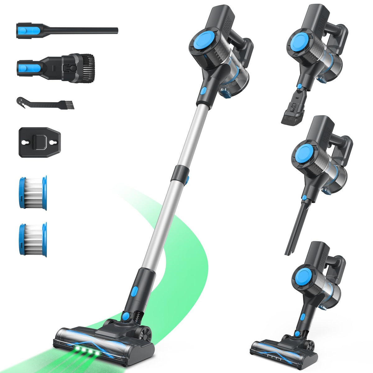 Hysinixs Cordless Vacuum Cleaner front view showing compact design for quick cleanups.