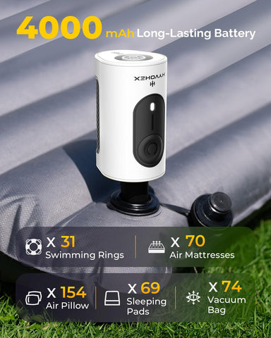 HYVOHEX air pump with 4000mAh battery powers long inflation sessions outdoors