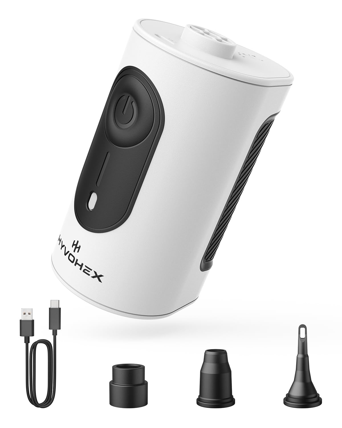 HYVOHEX portable air pump inflates a pool float quickly for easy setup