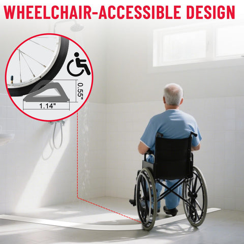 Hzetuu barrier cut to size to fit curved or rectangular showers for a seal.