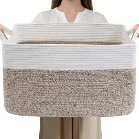 HZFTJOY 96L large blanket basket shows spacious capacity for blankets and pillows