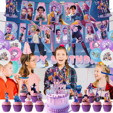 HZHZMOR cake toppers and backdrop decorate the cake table.