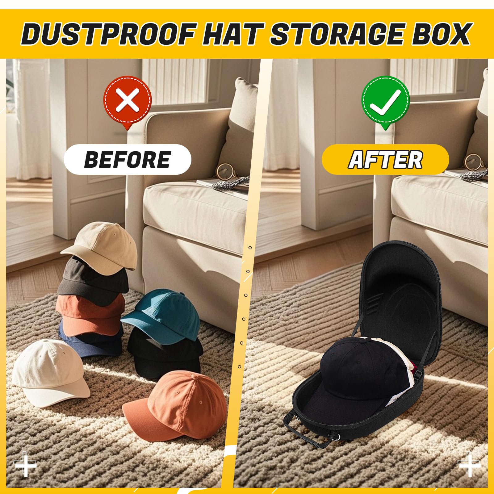 HZJYW hat travel case carries handles for quick access and transport.