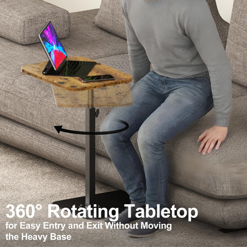 HzTinT Space-saving bedside tray for compact rooms.