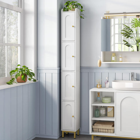 Hzuaneri 4-tier narrow cabinet in white shows space-saving bathroom storage.