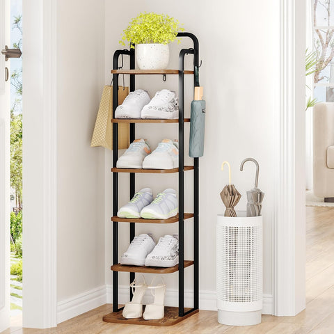 Hzuaneri 6-tier vertical shoe rack front view with spacious shoe storage