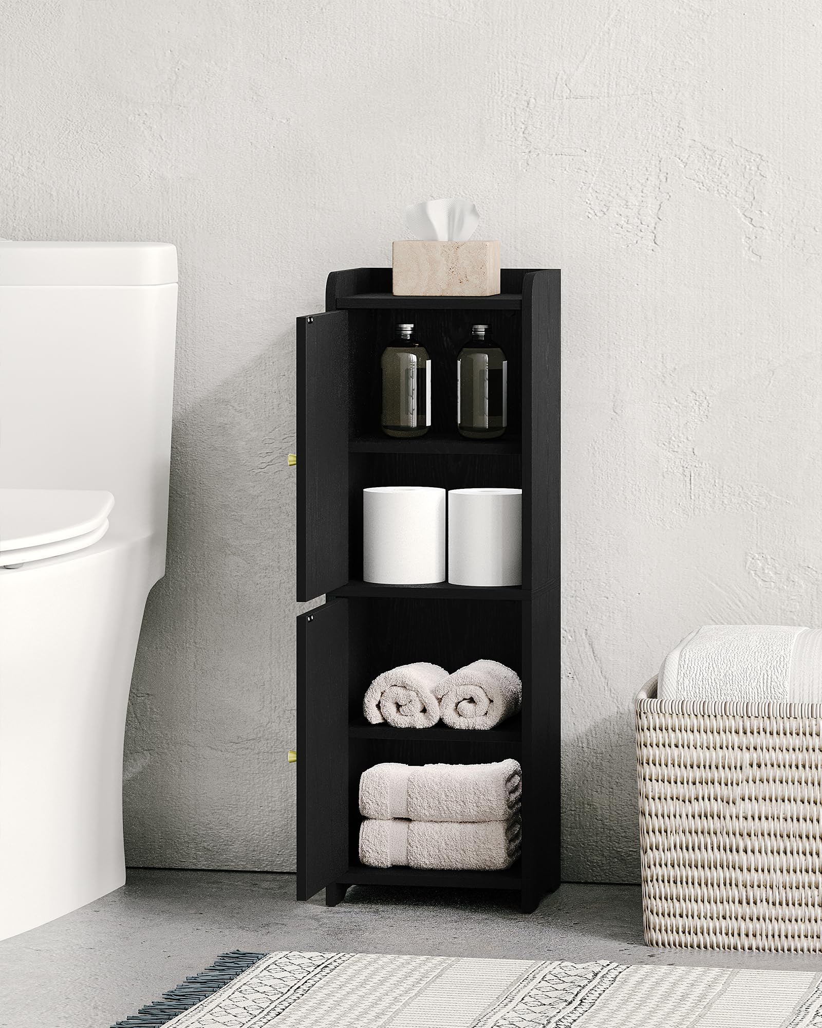 Hzuaneri narrow cabinet fits small spaces without crowding.