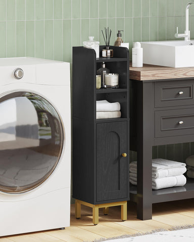 Hzuaneri cabinet interior with shelves, organizing toiletries and everyday items.