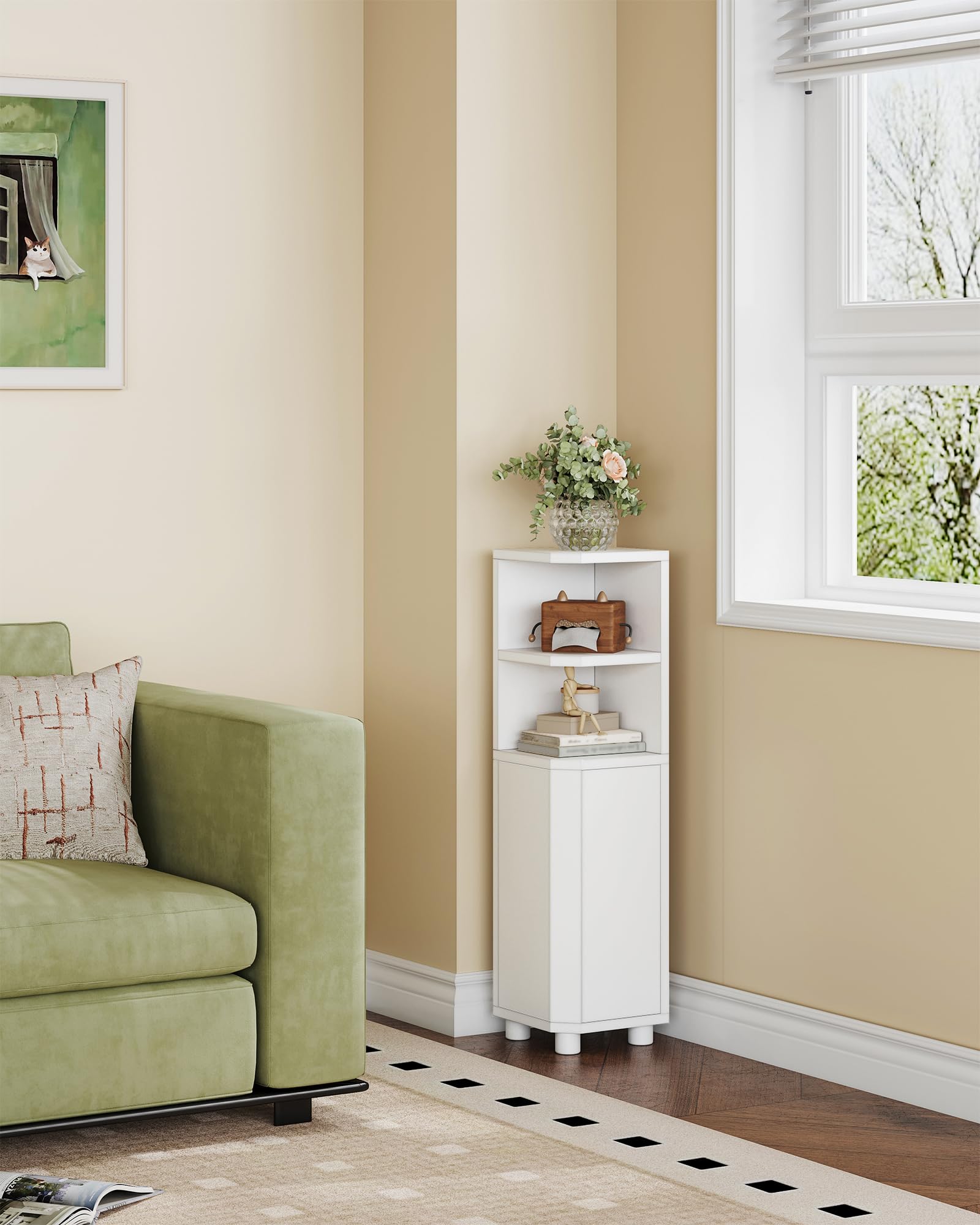 Hzuaneri bathroom storage vertical compartments help organize items efficiently.