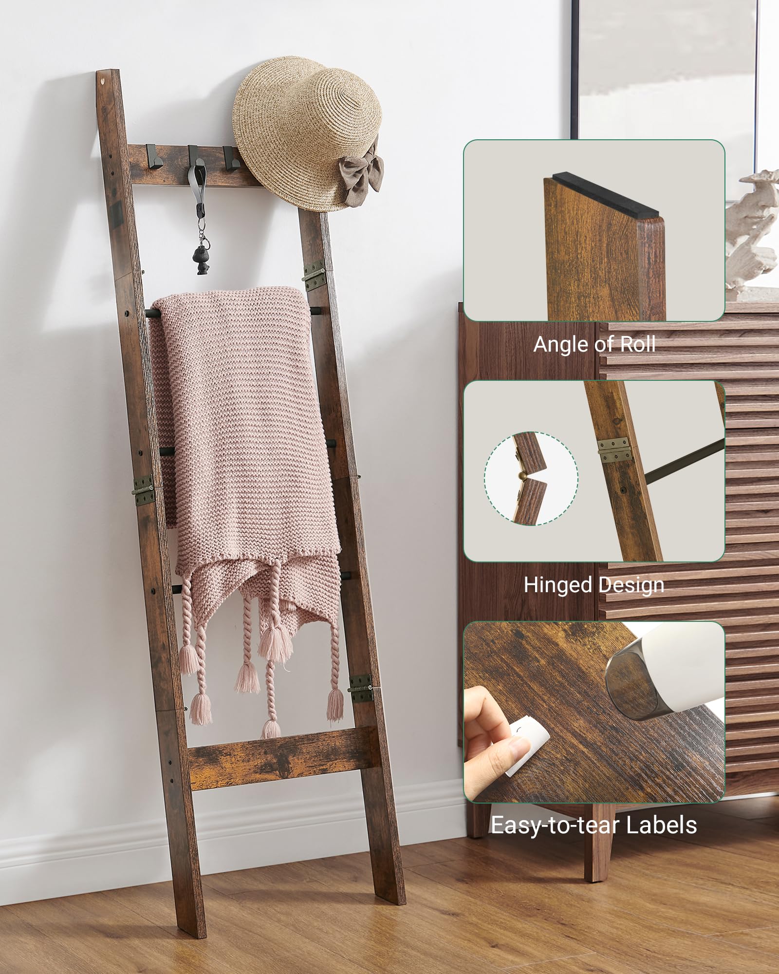 Hzuaneri blanket ladder top and bottom felt pads protect walls and floors