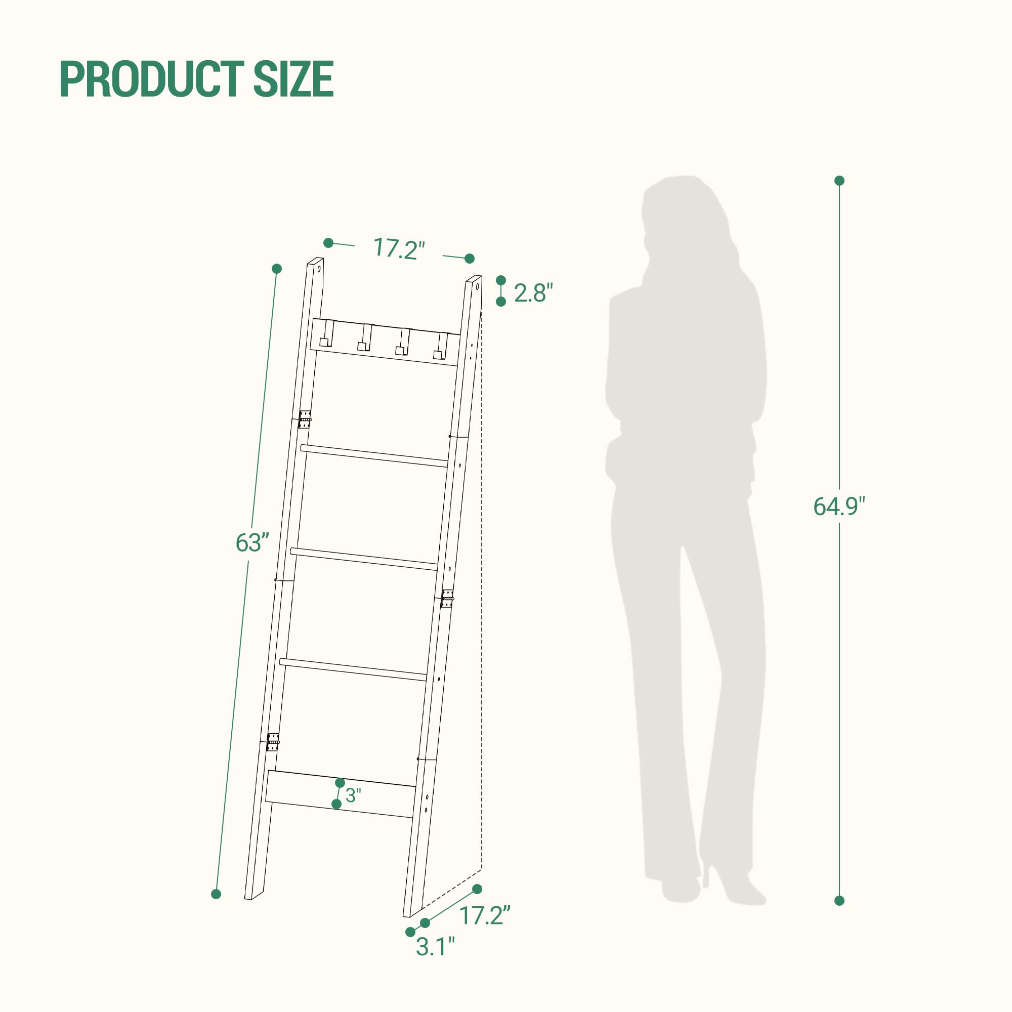 Hzuaneri blanket ladder in living room displaying rustic farmhouse style