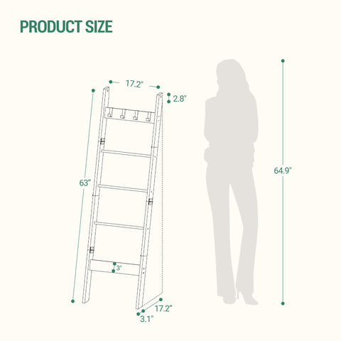 Hzuaneri blanket ladder in living room displaying rustic farmhouse style
