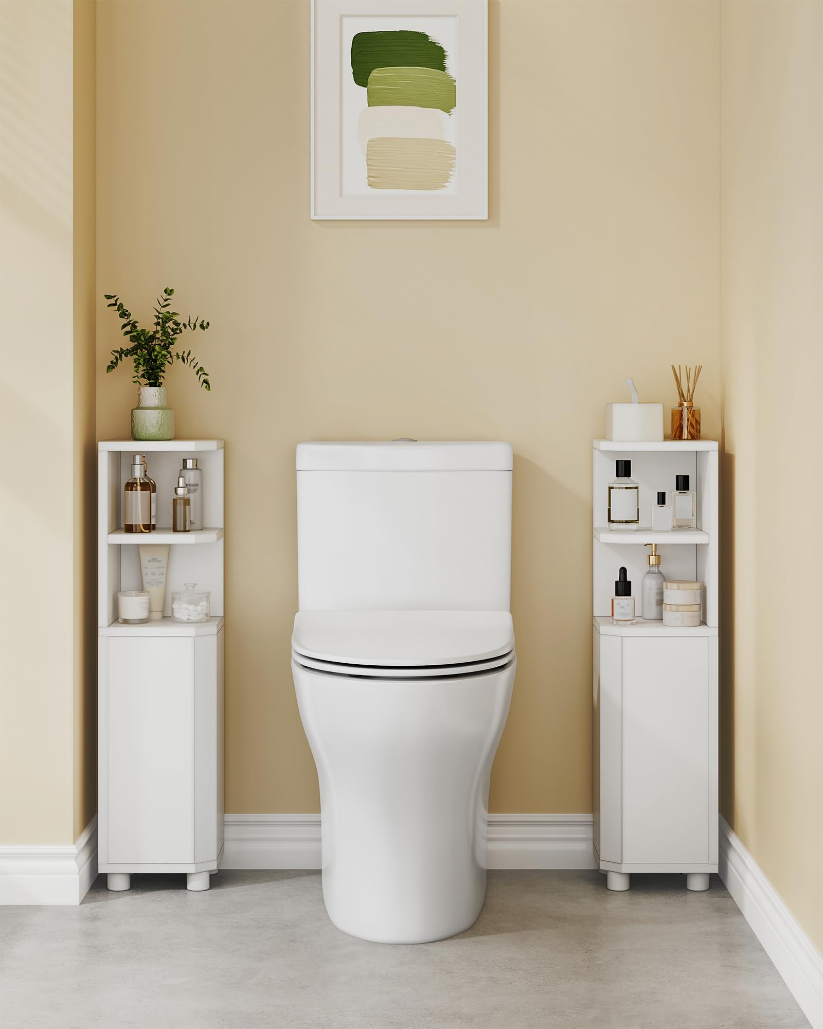 Hzuaneri corner cabinet white right door configuration offers easy reach in narrow layouts.