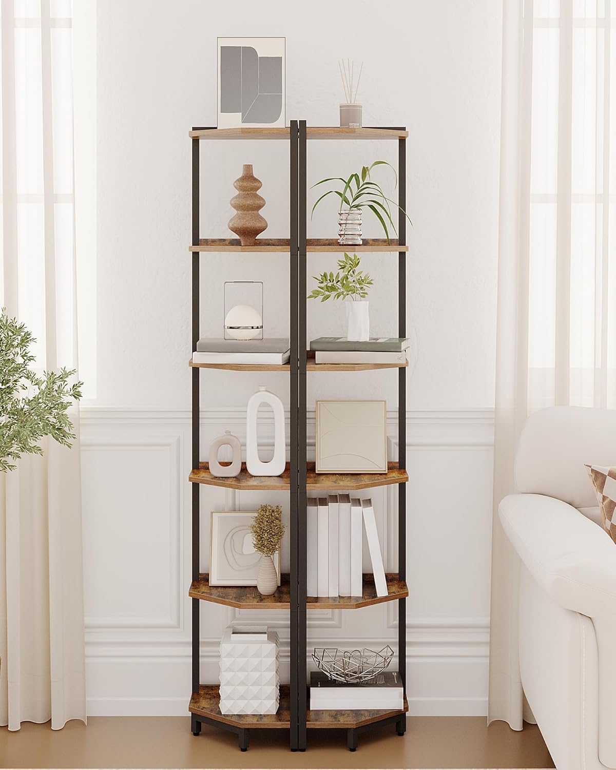 Hzuaneri corner shelf stand steel frame close-up showing durability.