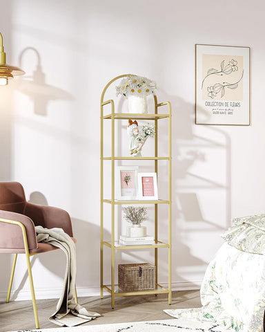 Hzuaneri easy-assembly five-tier shelf with numbered parts.