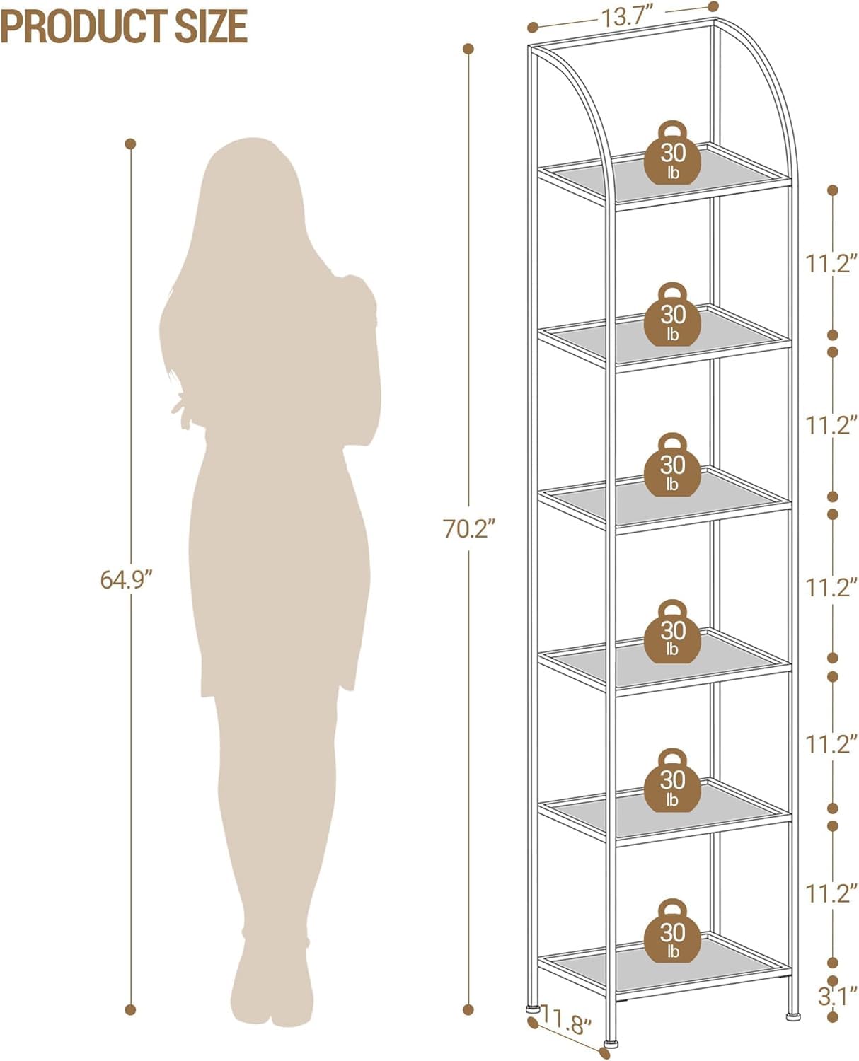 Hzuaneri gold steel-frame shelving highlights decorative items beautifully