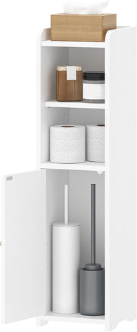 Hzuaneri organized essentials—toilet paper, cosmetics, shower products—within reach.