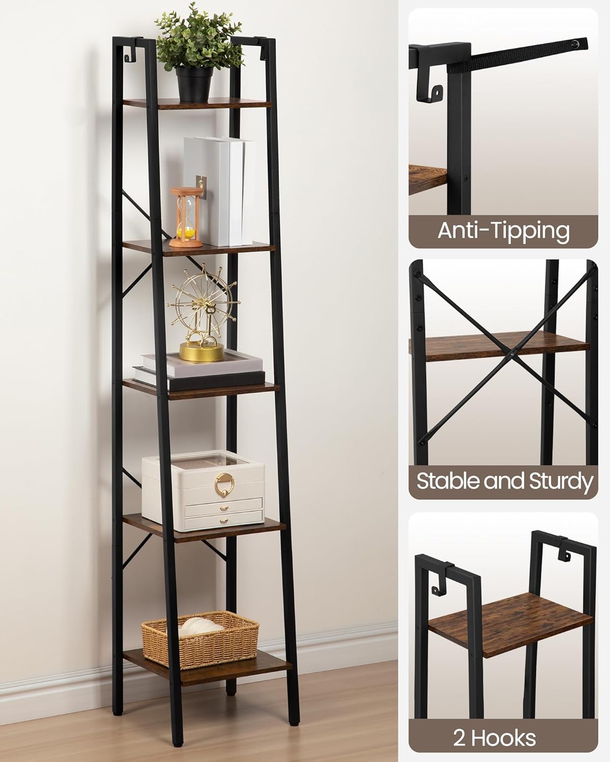 Hzuaneri freestanding corner unit fits narrow spaces with stable design.