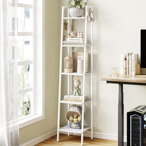 Hzuaneri ladder shelf front view shows a compact, stylish storage solution.