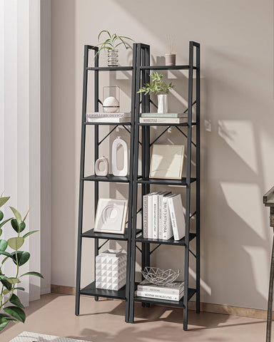 Hzuaneri ladder shelf features two hooks for keys and bags