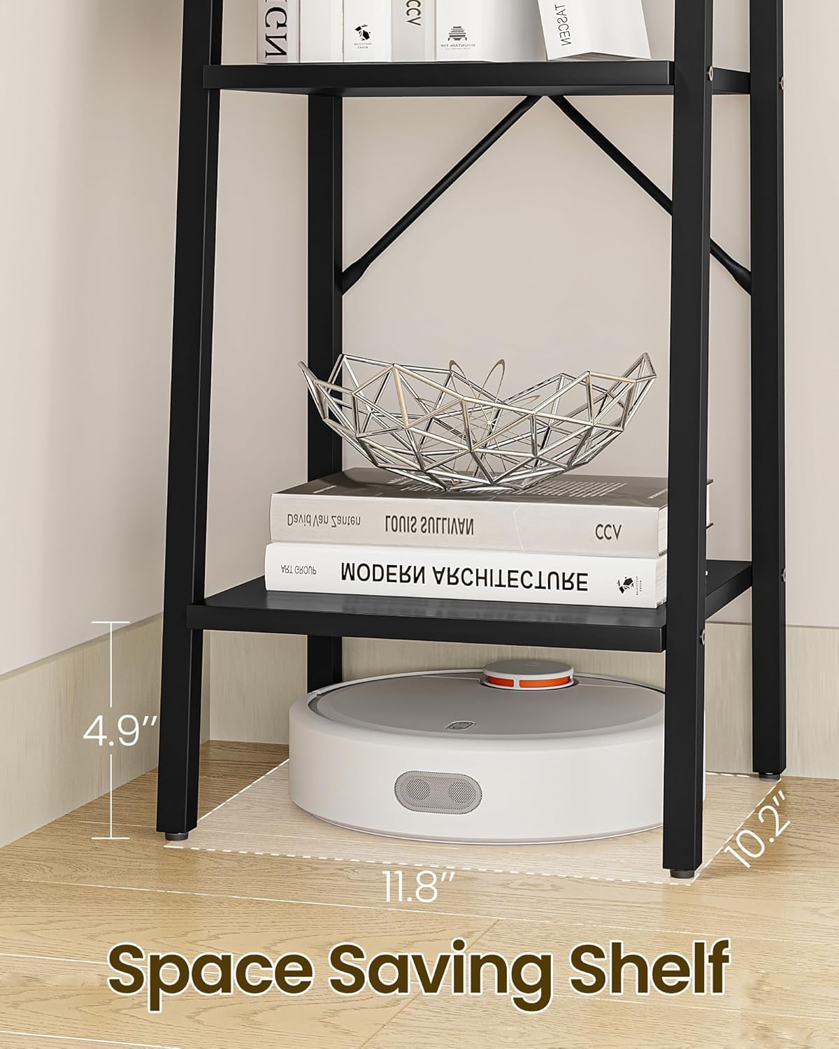 Hzuaneri ladder shelf industrial black finish for modern rooms