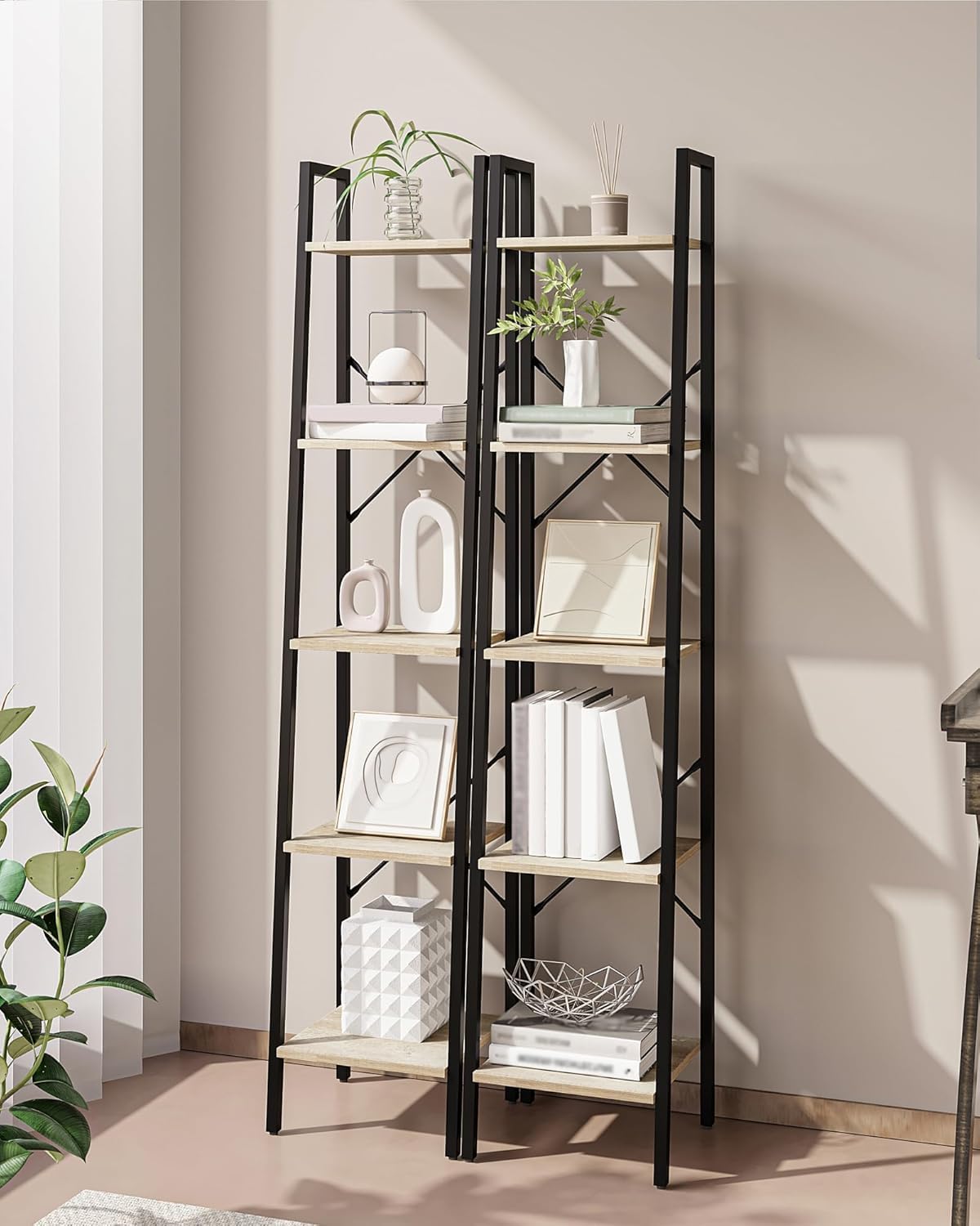 Hzuaneri ladder shelf in kitchen corner keeping utensils organized and accessible