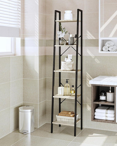Hzuaneri ladder shelf in living room blending industrial style with organization