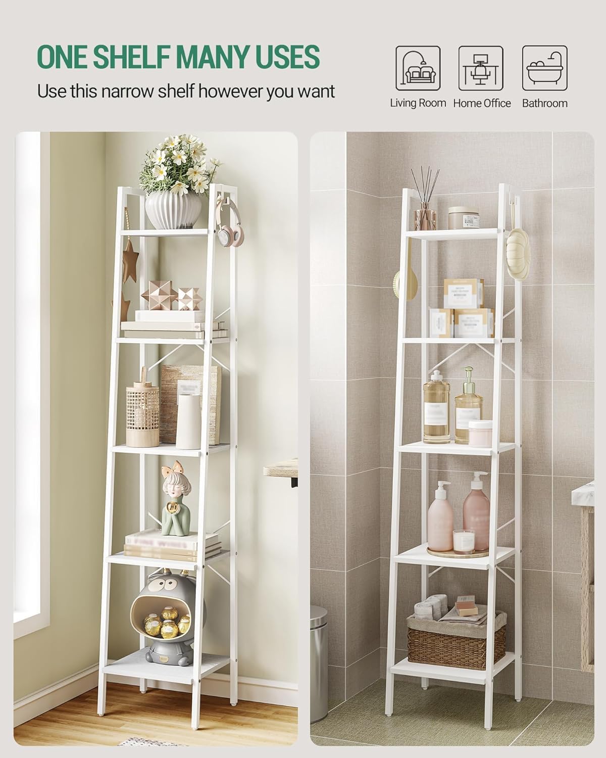 Hzuaneri ladder shelf sturdy frame ensures reliable daily use.