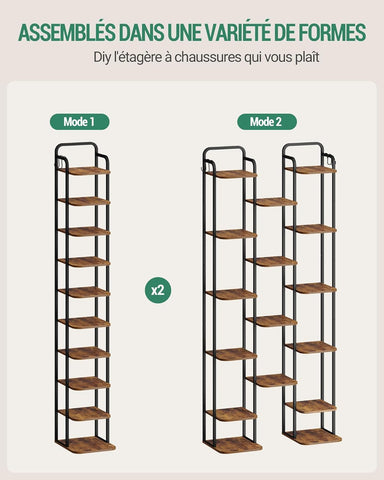 Hzuaneri shoe rack side hooks provide extra hanging space for accessories.