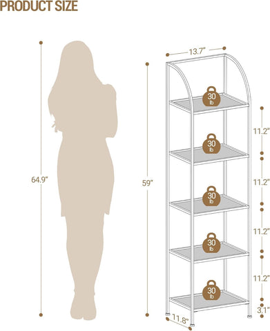 Hzuaneri gold finish steel frame supports five tempered glass shelves