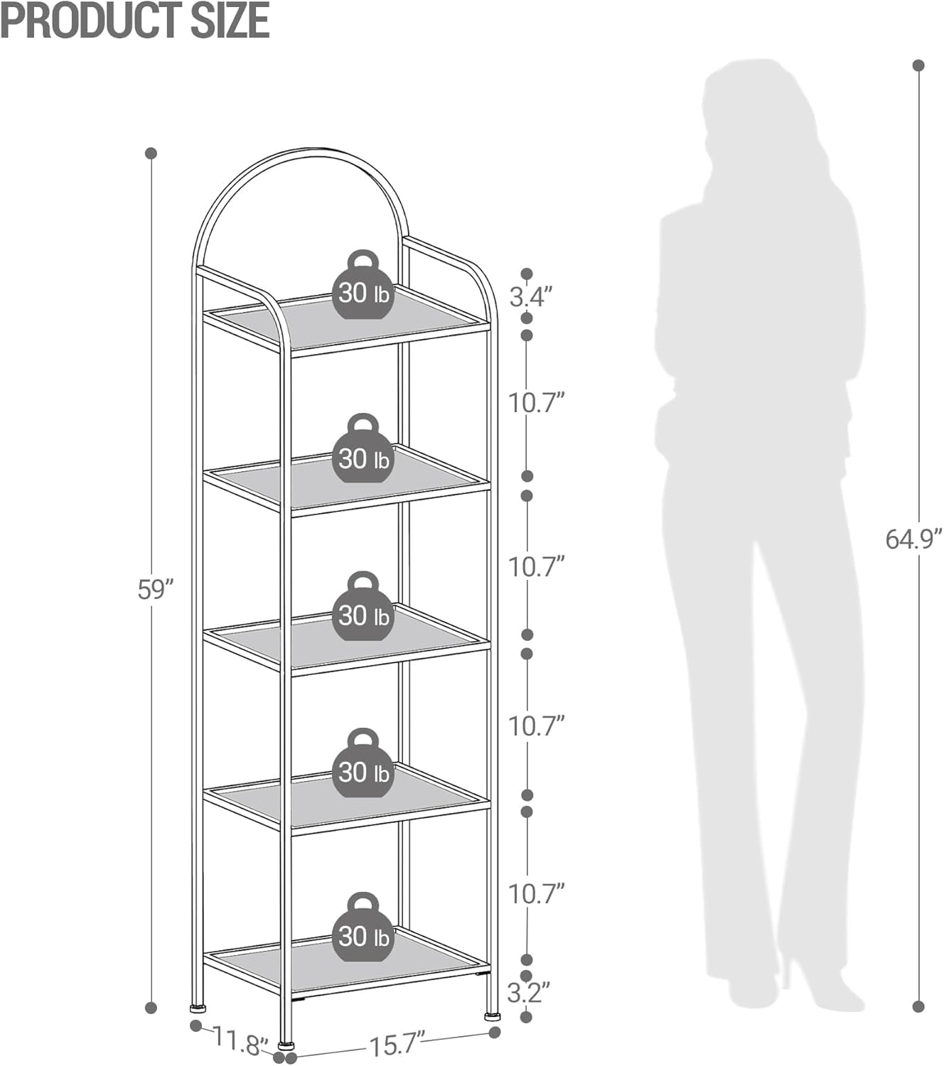 Hzuaneri glass shelves highlight books and decor with a modern gold frame.