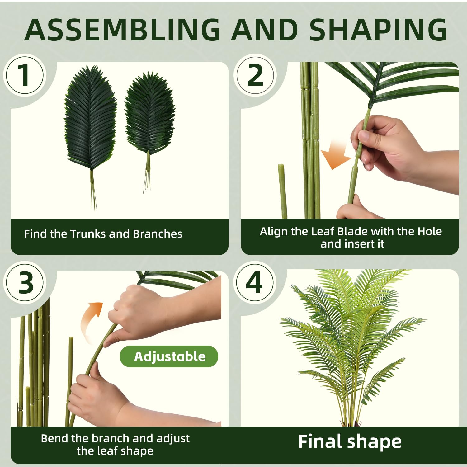 HZXGCP artificial palm with adjustable branches for flexible indoor layouts
