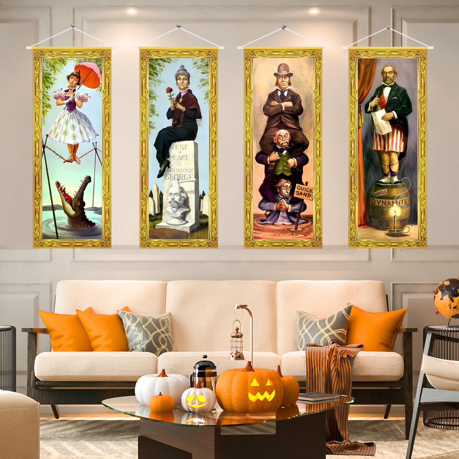 ianthe Vintage Halloween Backdrop 4pieces: versatile indoor outdoor decor
