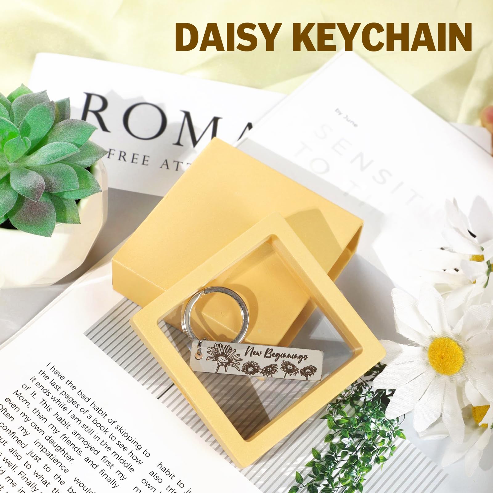 iAOVUEBY Daisy-themed card conveying an inspirational message for new starts.