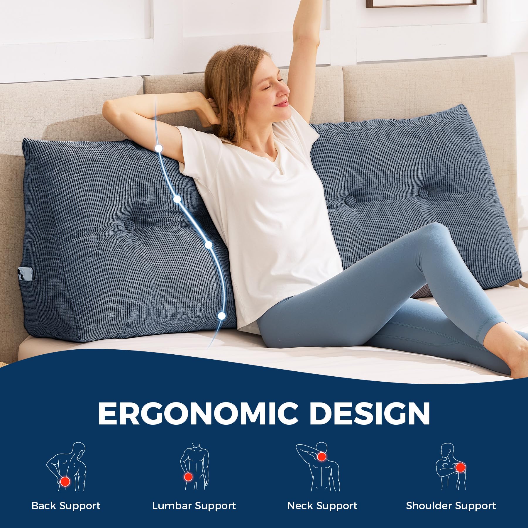 IASEAHK headboard pillow backrest for reading in bed or on the sofa