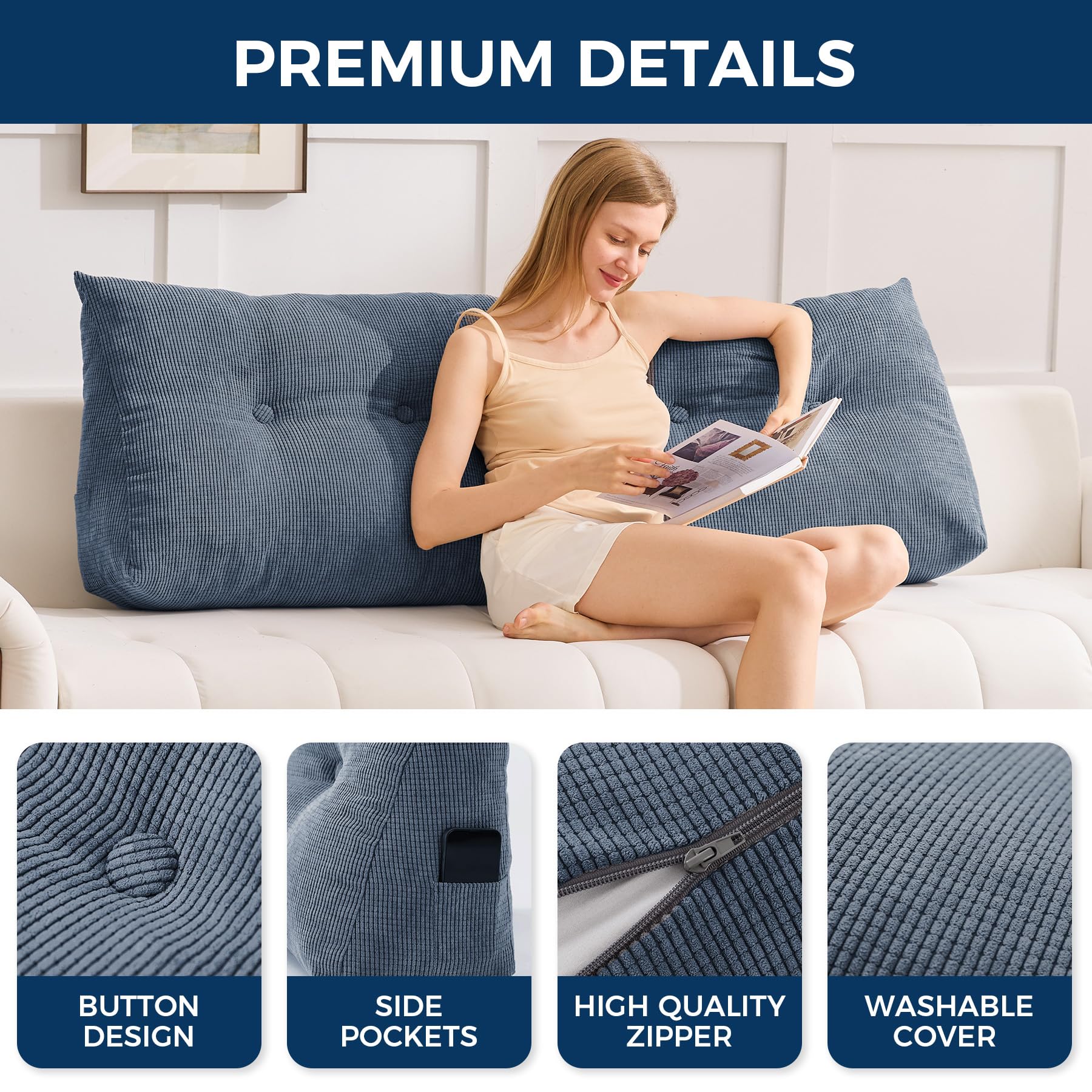 IASEAHK dorm decor navy pillow for stylish bedding
