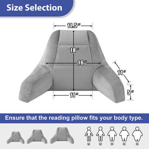 IASEAHK Reading Pillow with arm-support extended to 14 inches for comfort.