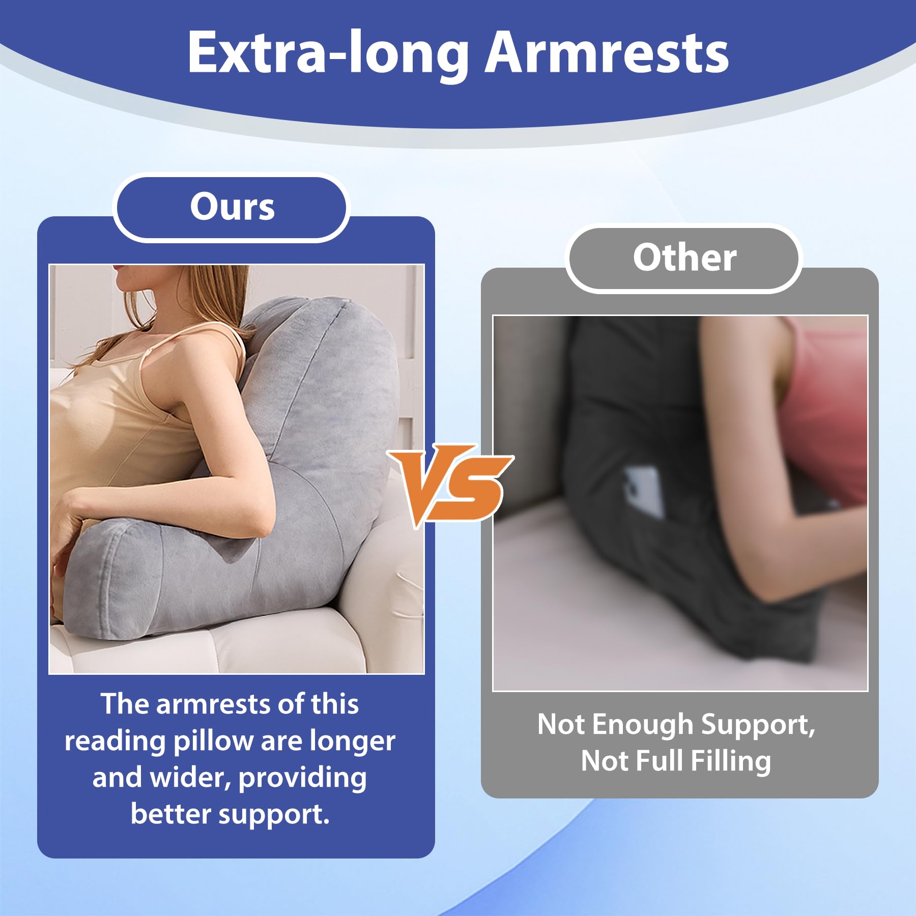IASEAHK Reading Pillow side pockets keep phone and remotes handy.
