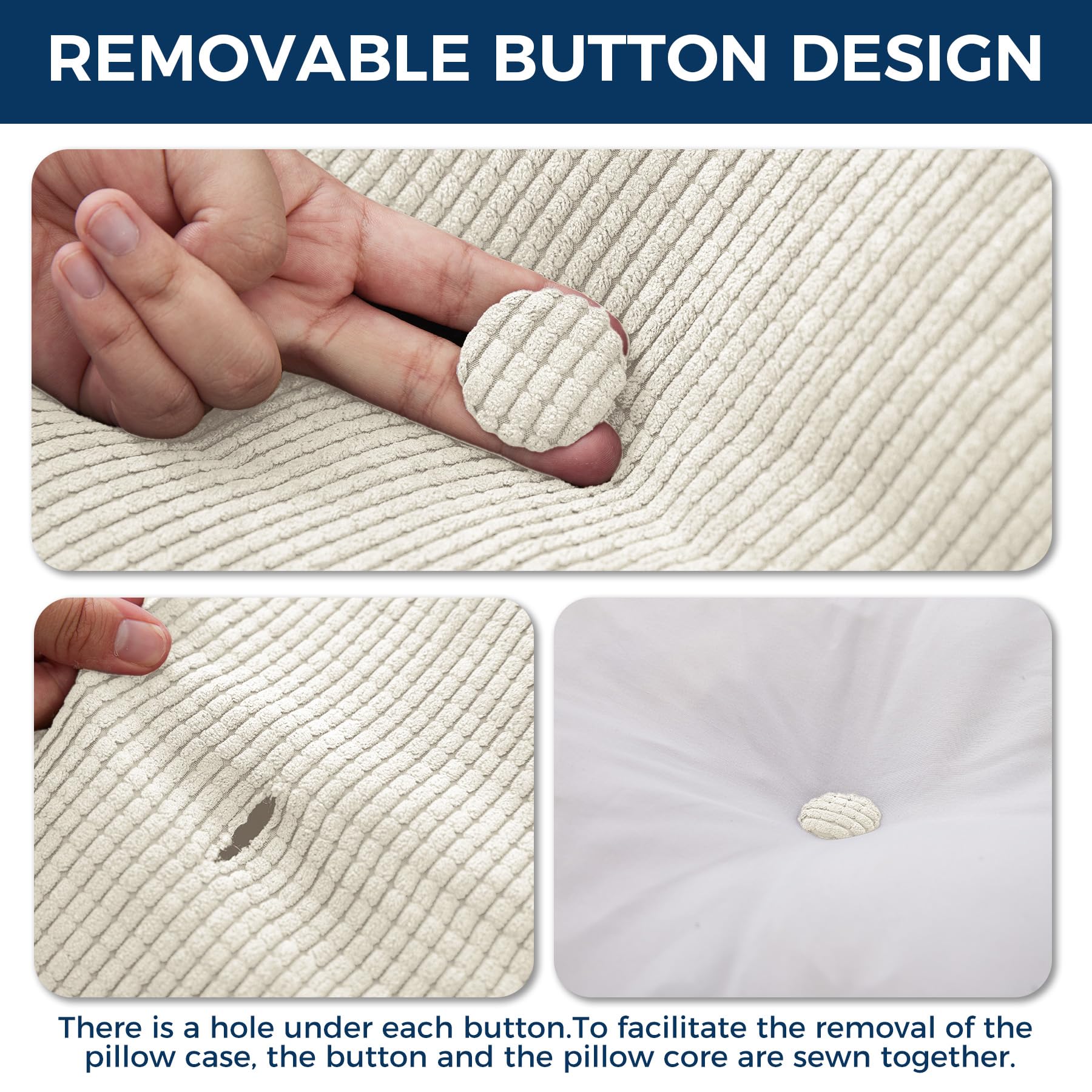 IASEAHK triangle pillow features buttons and zippers for easy cover removal