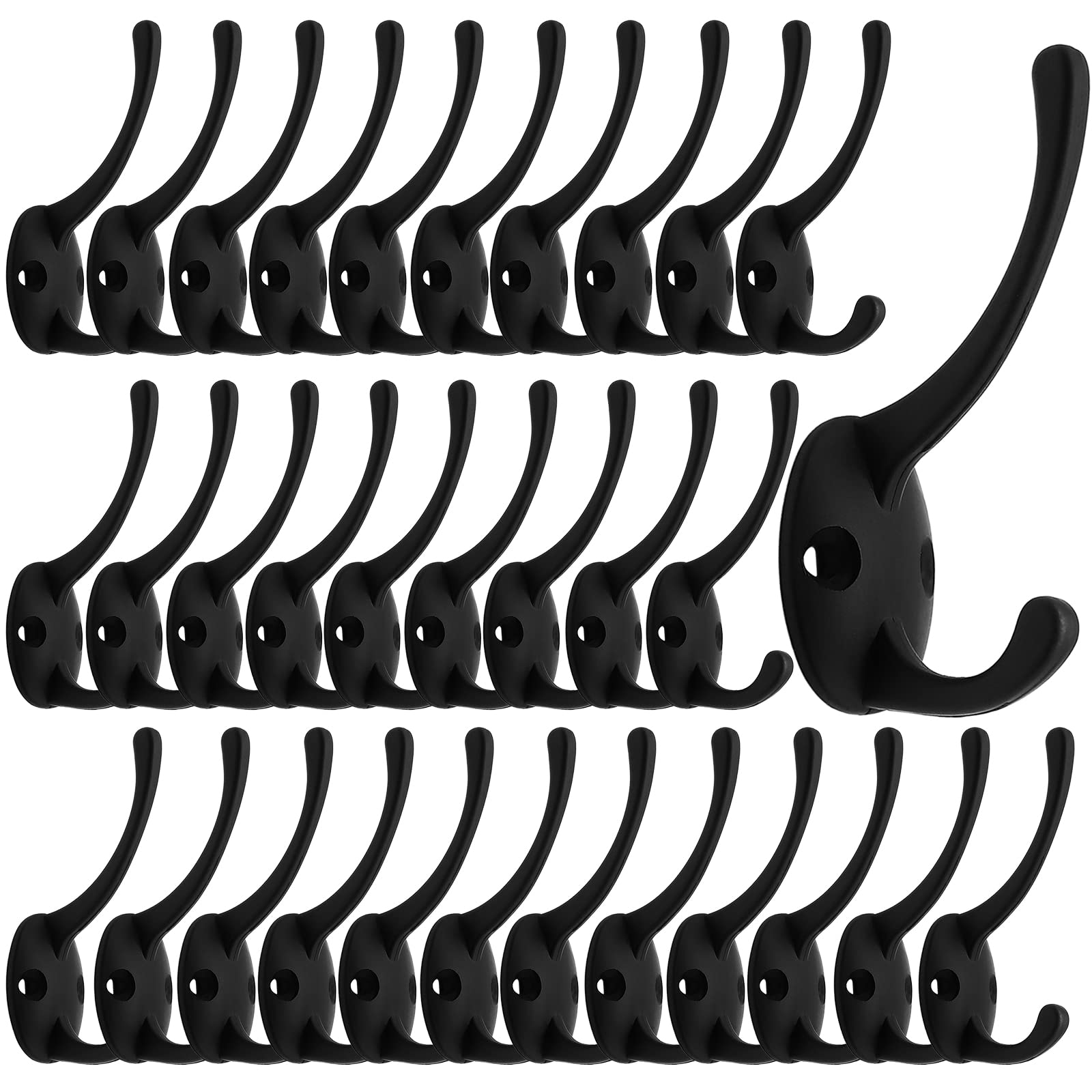 IBosins 32-pack black coat hooks wall mounted for organized entryways and spaces