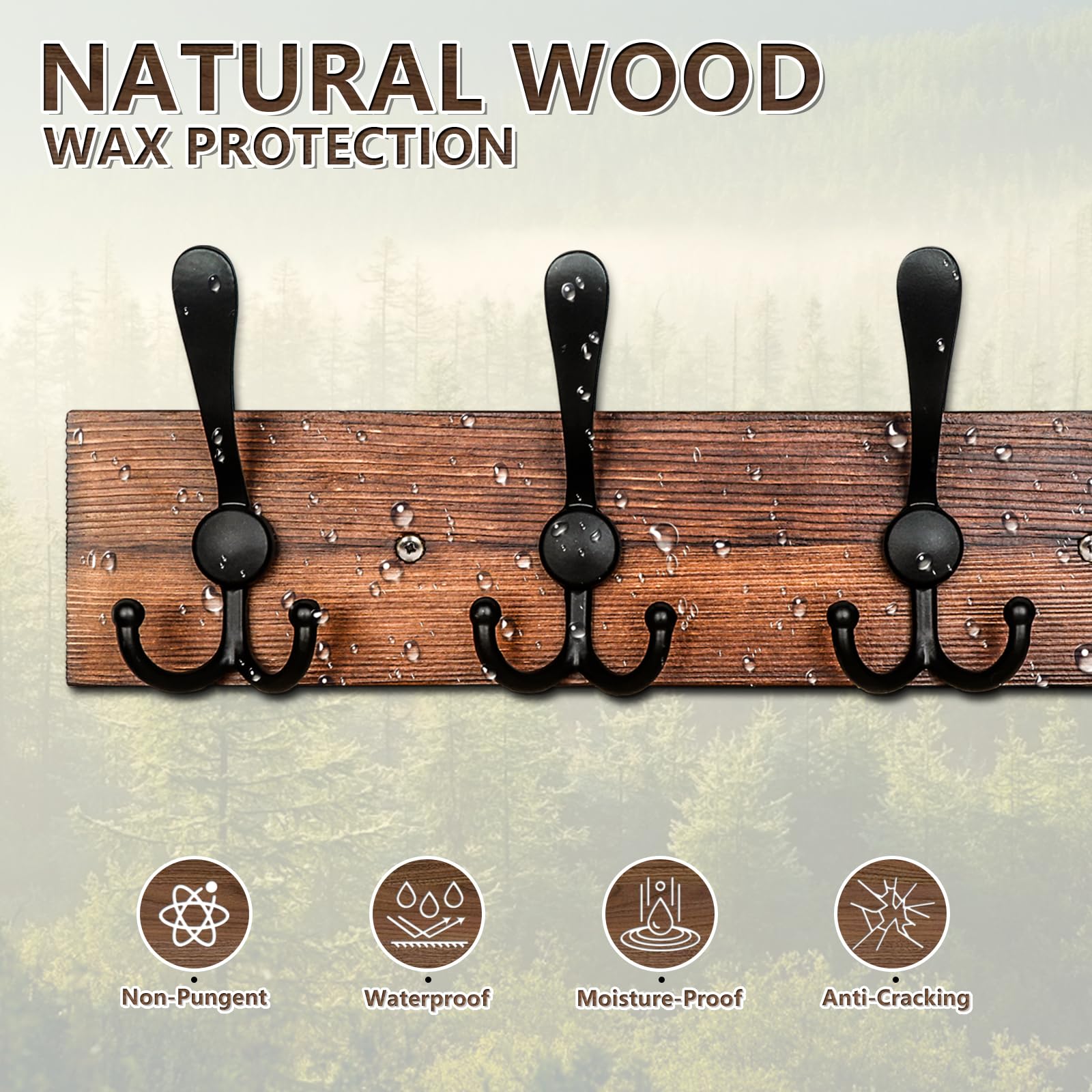 IBosins rustic metal hook detail showing sturdy 25 lb capacity.