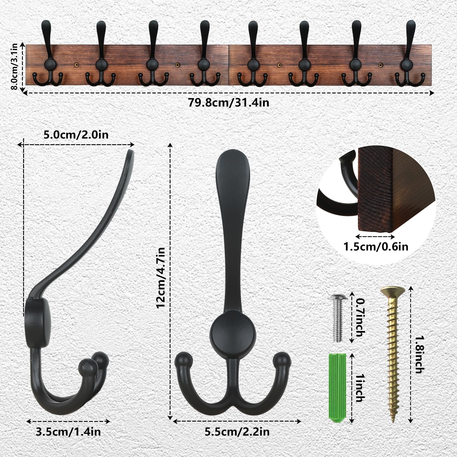IBosins wall-mounted coat rack side view highlighting a slim, space-saving profile.