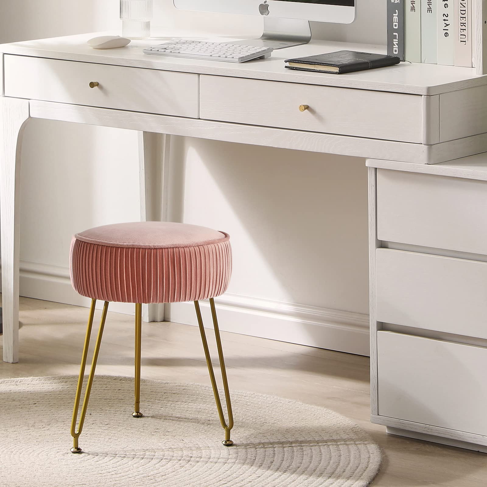 IBUYKE pink dressing table seat with cushioned comfort