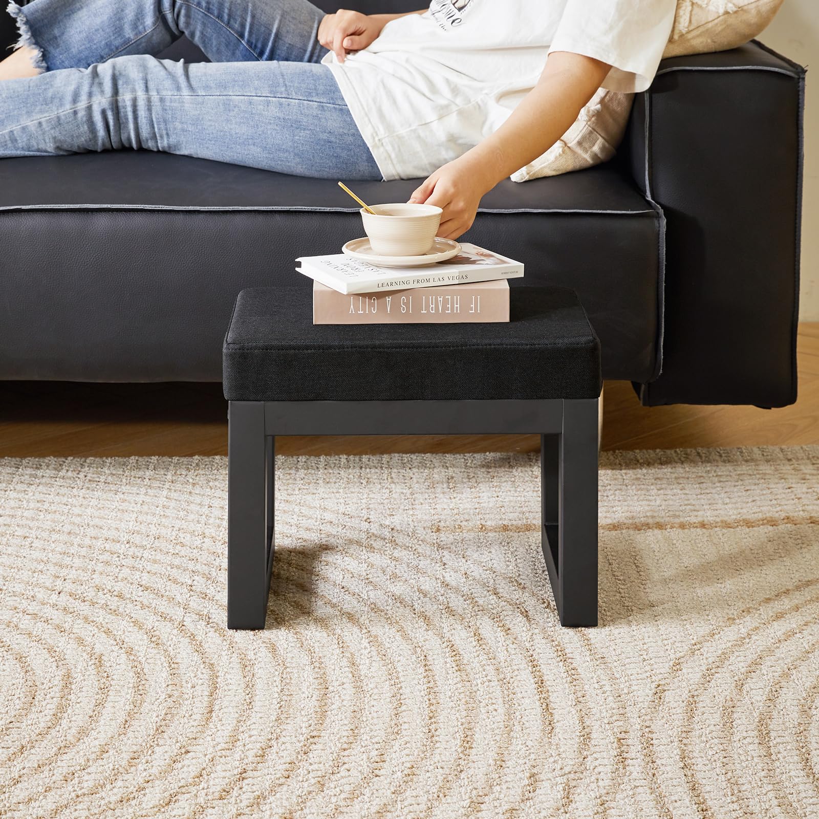 IBUYKE entryway shoe stool image highlights versatile placement in living spaces